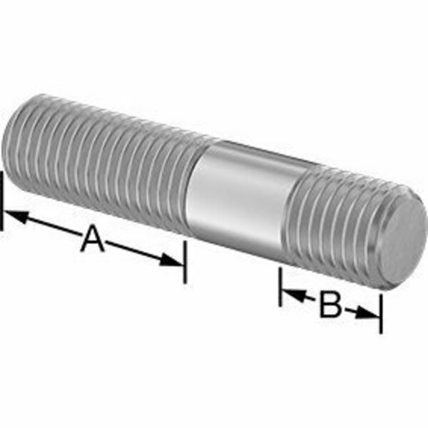 Bsc Preferred Threaded on Both Ends Stud 18-8 Stainless Steel M20 x 2.5mm Size 46mm and 20mm Thread Len 90mm Long 5580N247